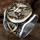 double headed eagle zulfiqar sword silver ring (2)